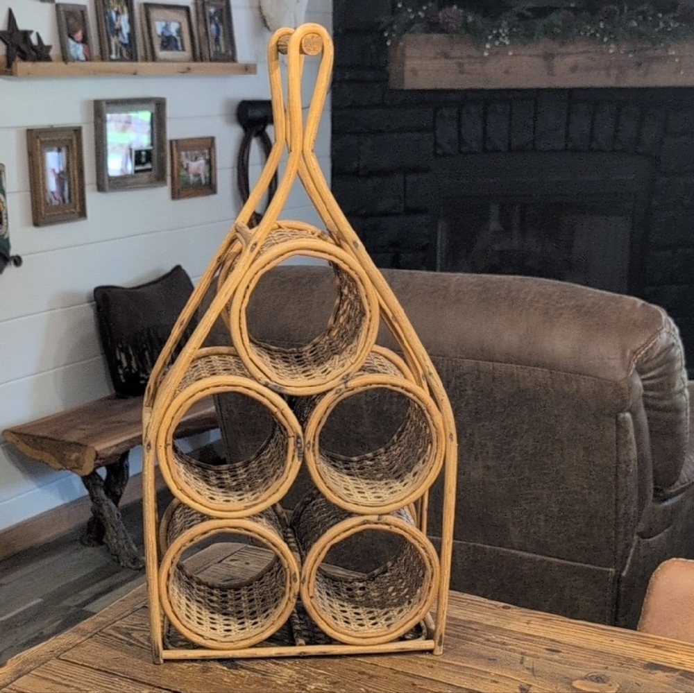 Rustic Wicker Wine Holder